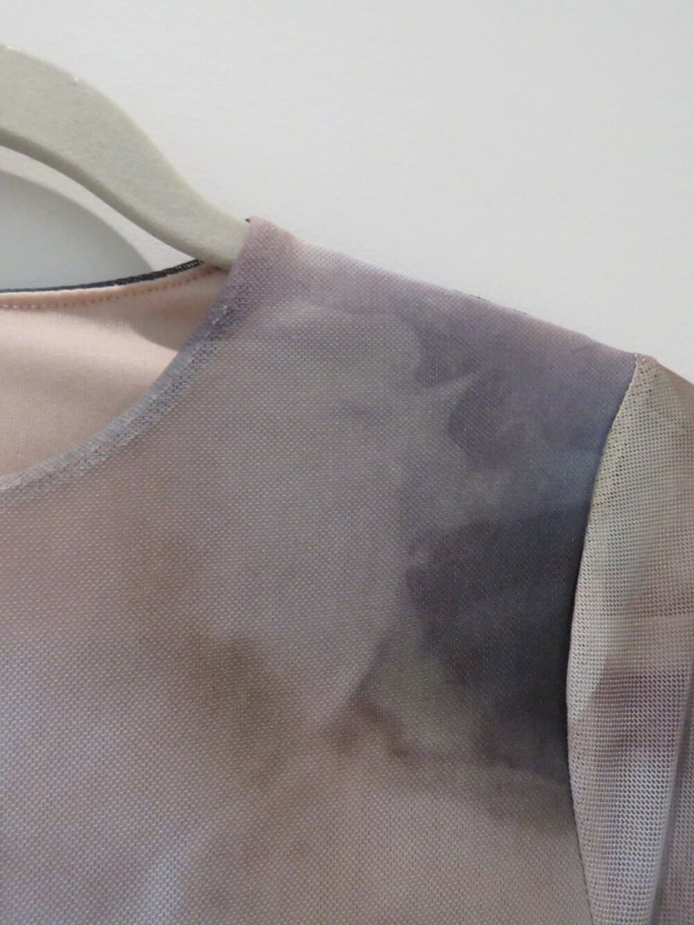 BOHME Jamie Watercolor Bodycon Mesh Maxi Dress XS Neutral Minimalist Abstract - Picture 5 of 15